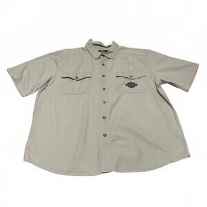 Harley Davidson Men’s  Size XL Beige Button-Up Shirt  Eagle Tag 100% Cotton